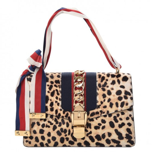 Gucci Sylvie Shoulder Leopard Print Bag