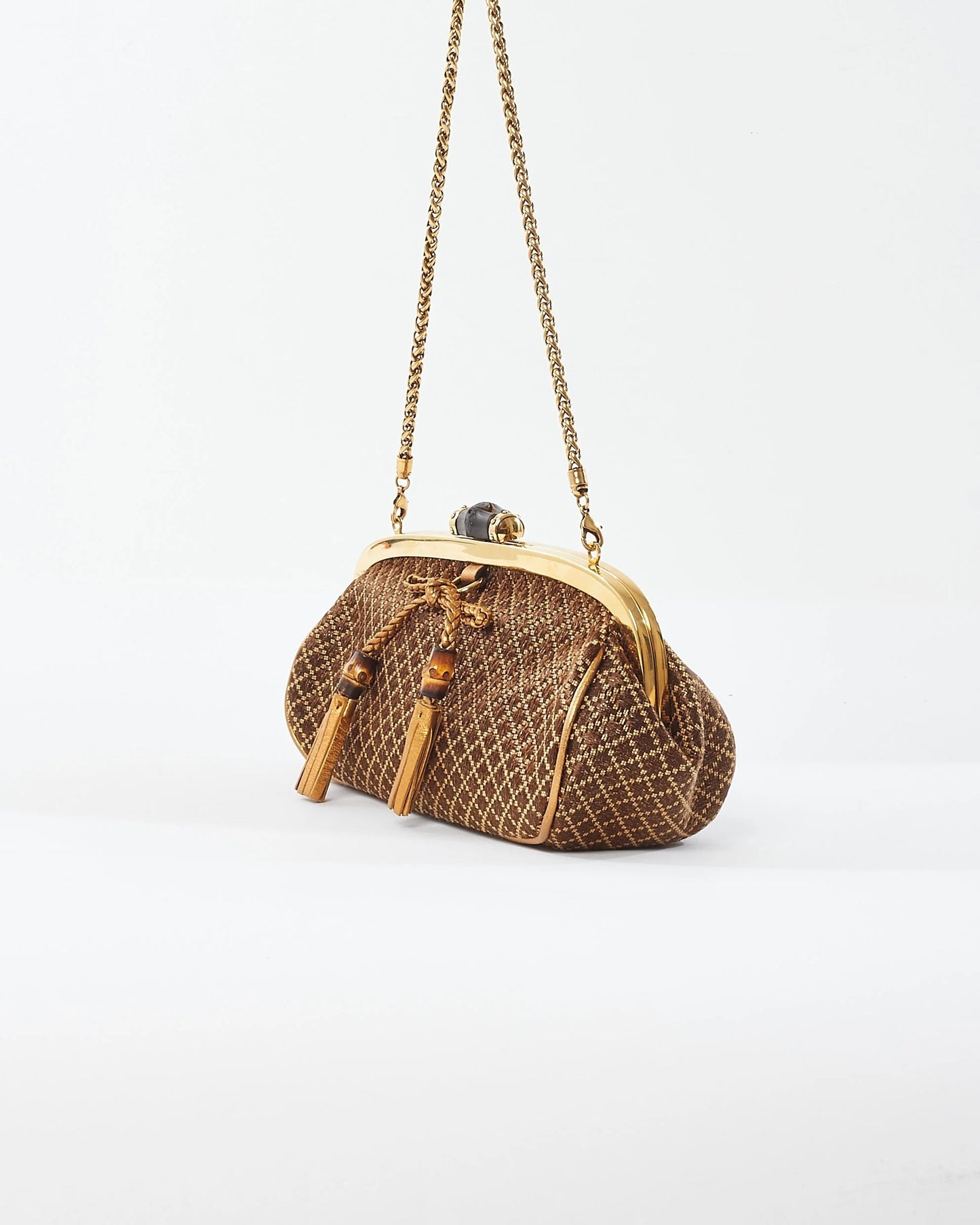 GUCCI VINTAGE GOLD BAMBOO CHAIN SHOULDER BAG