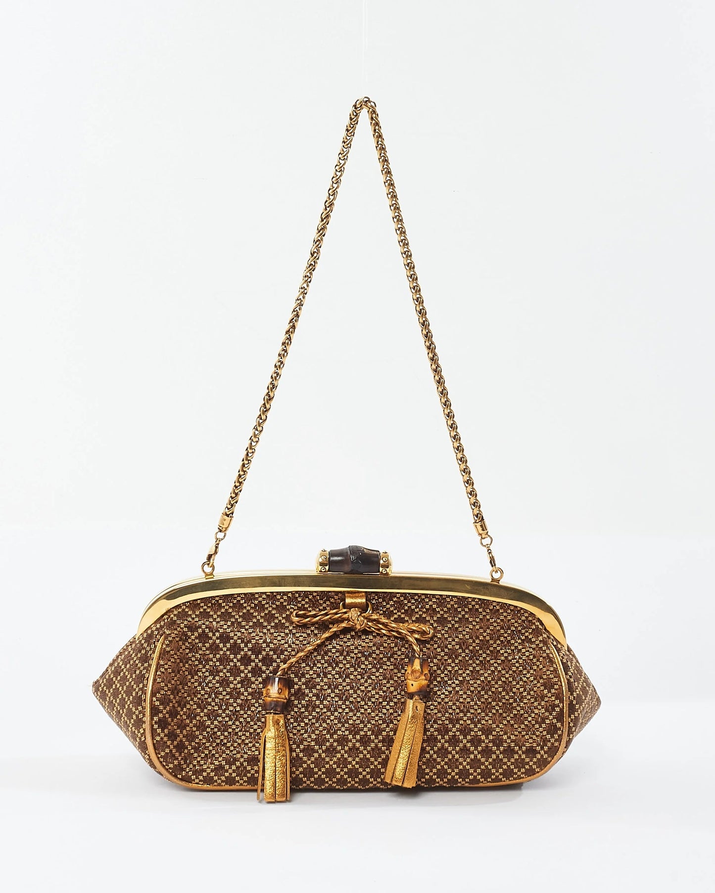 GUCCI VINTAGE GOLD BAMBOO CHAIN SHOULDER BAG