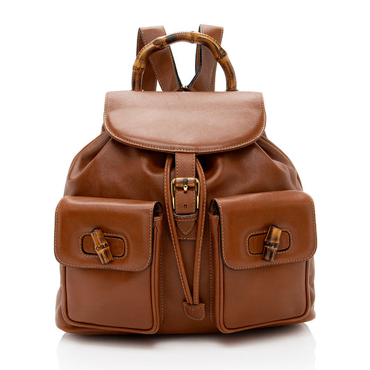 Gucci Vintage Leather Bamboo Backpack