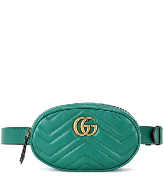 GUCCI GG MARMONT MATELASSE LEATHER BELT BAG IN GREEN