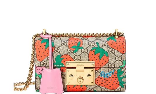GUCCI PADLOCK GG STRAWBERRY SMALL SHOULDER BAG