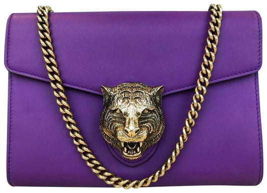 GUCCI Animalier Tiger Head Chain Crossbody Bag