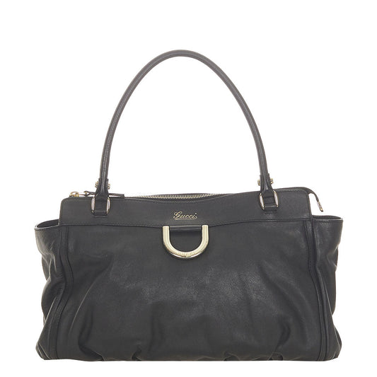 GUCCI BLACK LEATHER D-RING  BAG
