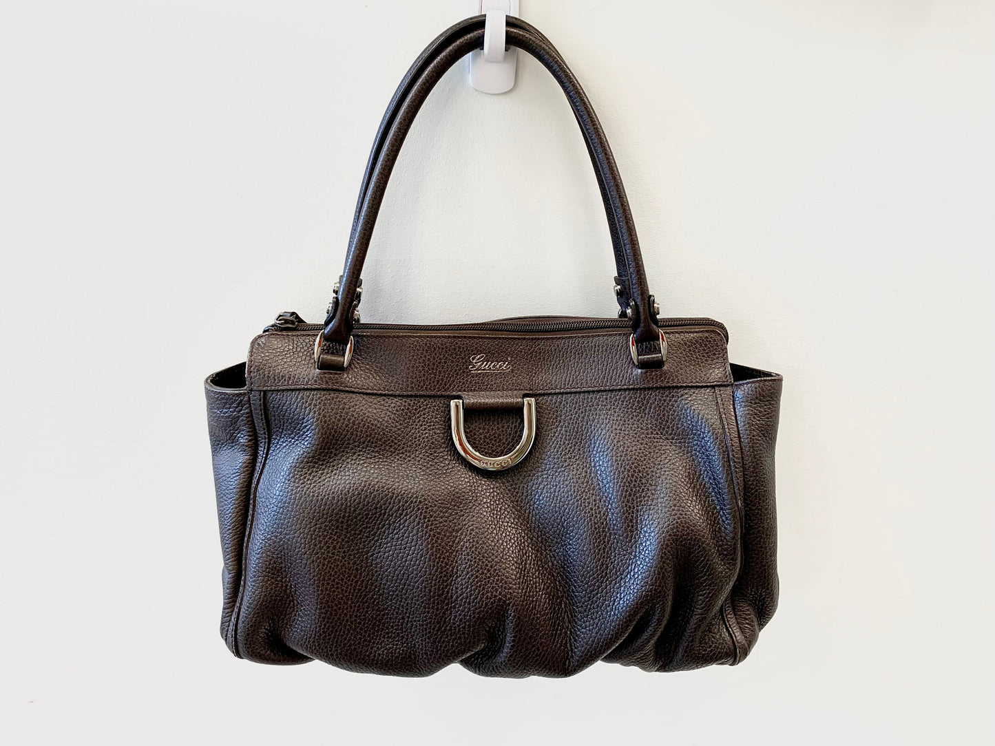 GUCCI BLACK LEATHER D-RING  BAG