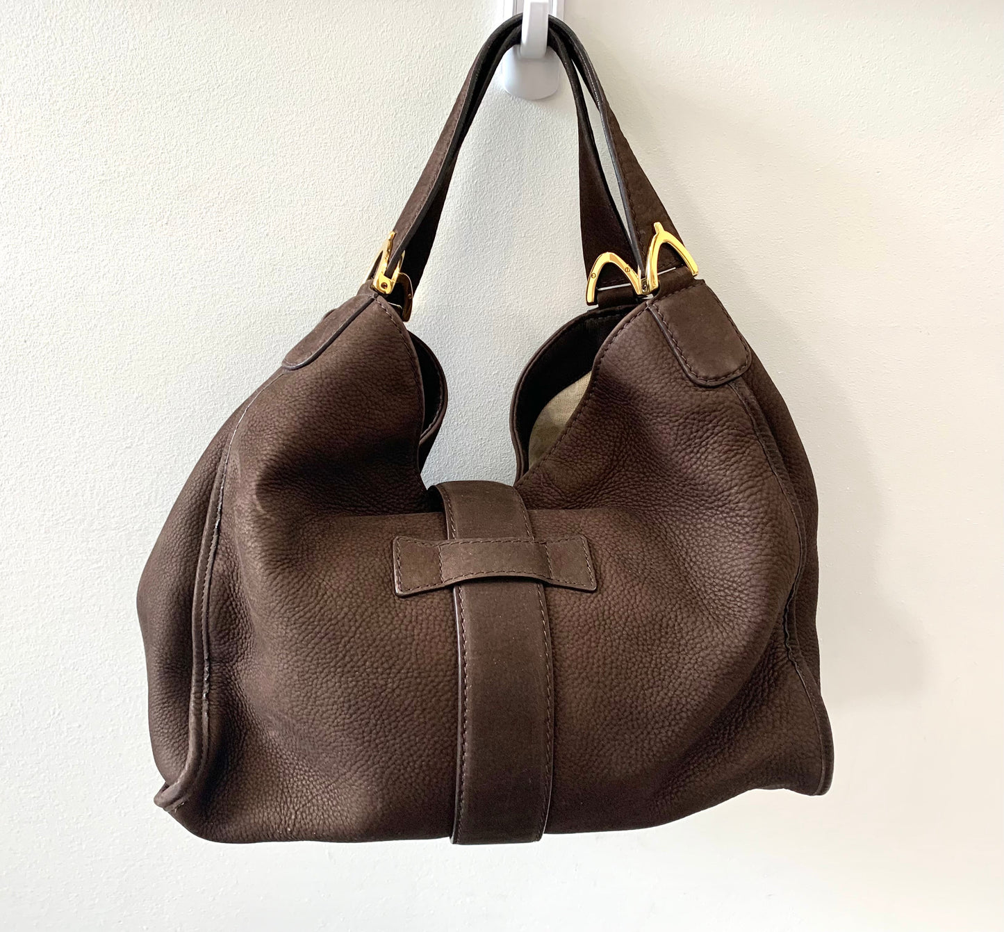 GUCCI STIRRUP NUBUCK SUEDE HOBO BAG