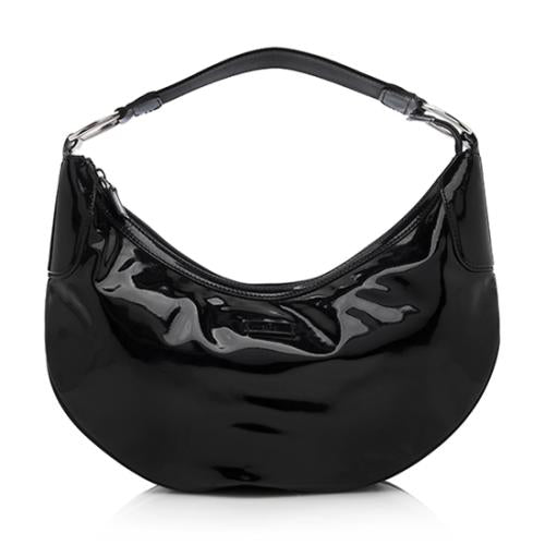 GUCCI PATENT LEATHER HALF MOON BAG