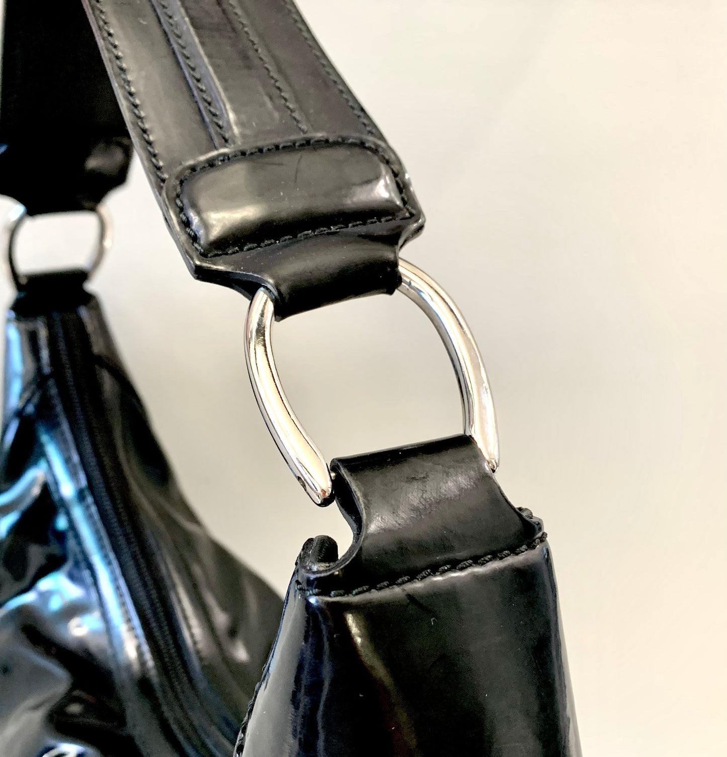 GUCCI PATENT LEATHER HALF MOON BAG