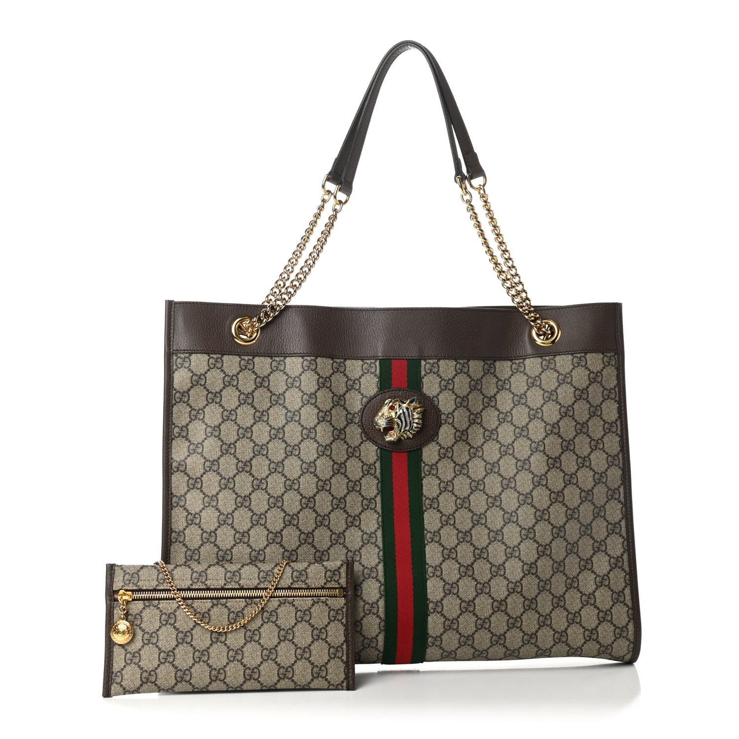 GUCCI GG SUPREME MONOGRAM RAJAH CHAIN TOTE