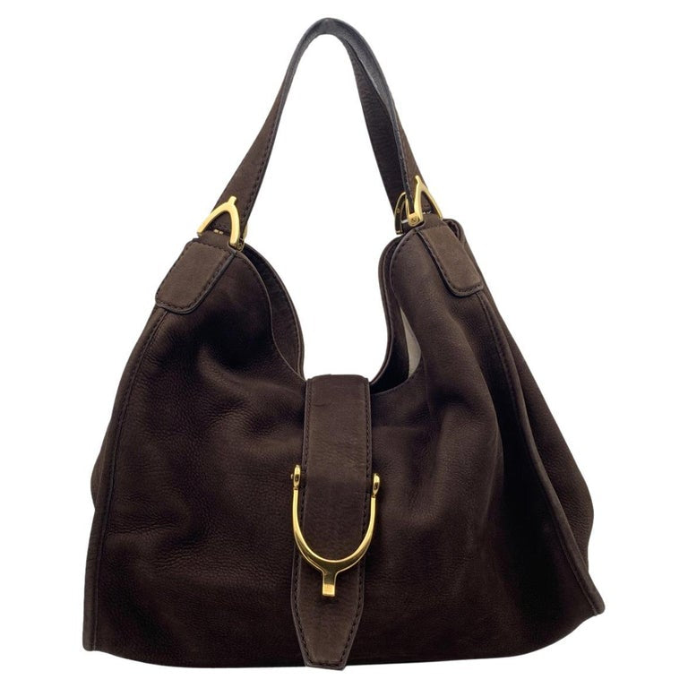 GUCCI STIRRUP NUBUCK SUEDE HOBO BAG