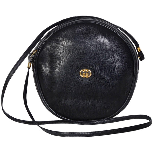 GUCCI VINTAGE ROUND CANTEEN-STYLE LEATHER BAG