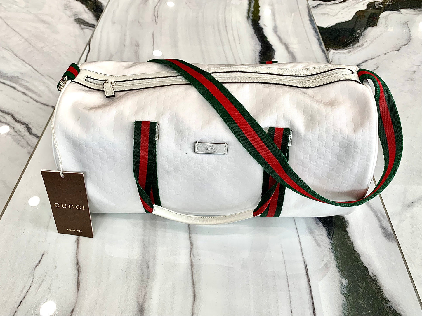 GUCCI MICRO GG WEB NYLON DUFFEL BAG