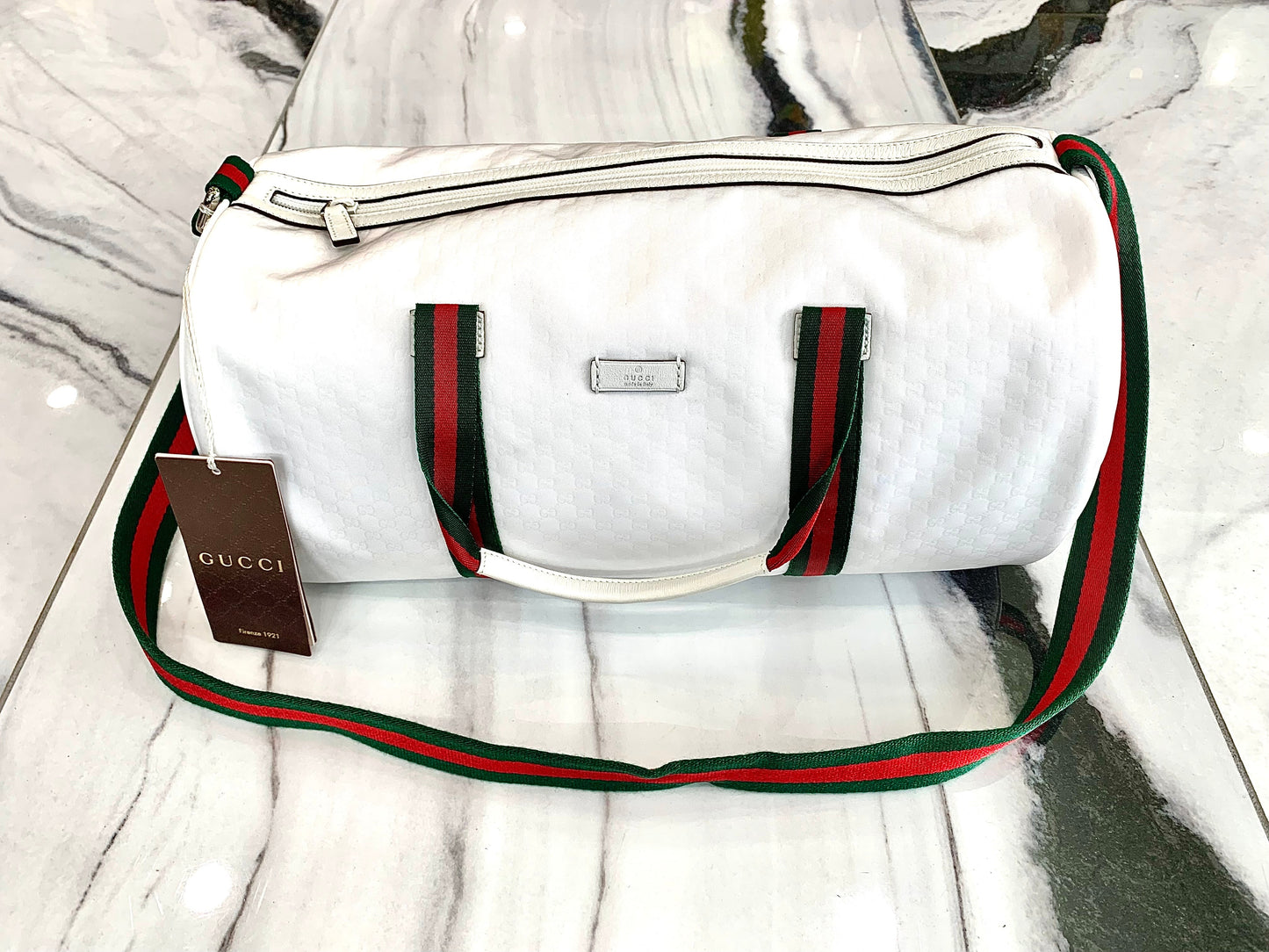 GUCCI MICRO GG WEB NYLON DUFFEL BAG