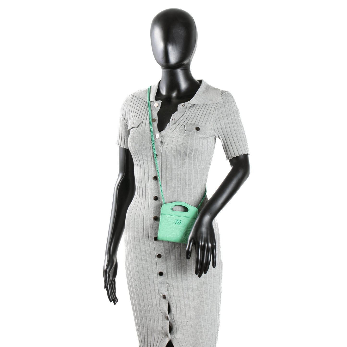 GUCCI Top Handle Card Case on Chain - Seafoam Green