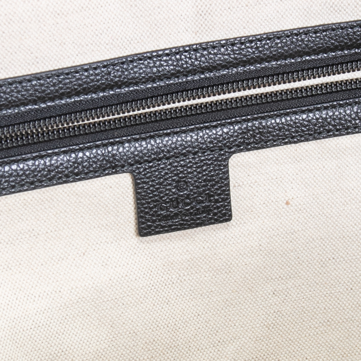 GUCCI Logo Front Pocket Printed Leather Backpack- Black