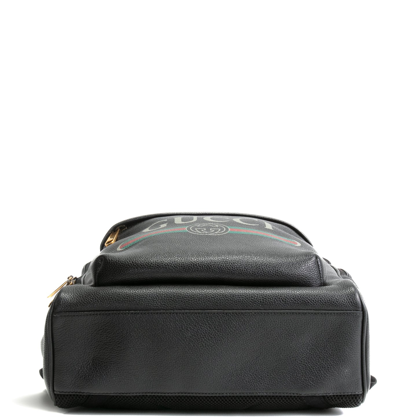 GUCCI Logo Front Pocket Printed Leather Backpack- Black