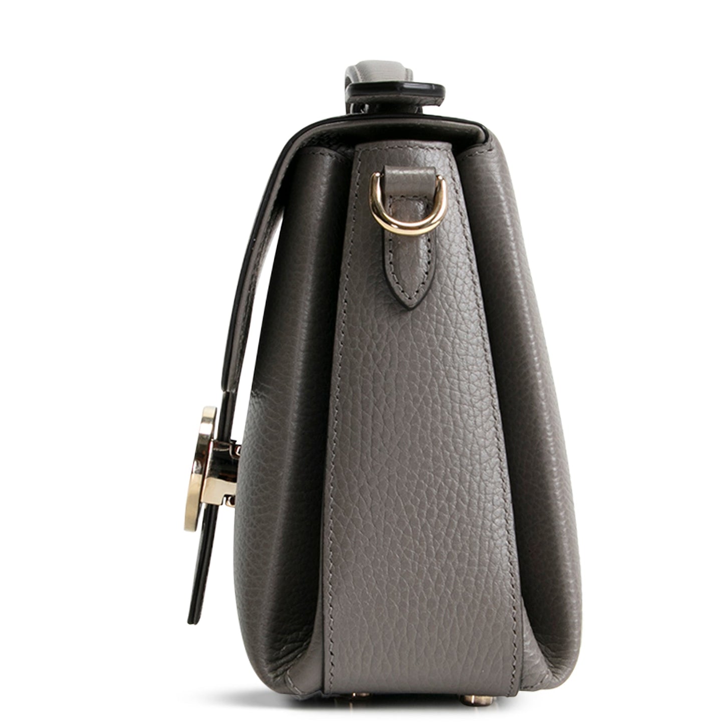 GUCCI Dollar Calfskin Small Interlocking G Top Handle Bag- Grey