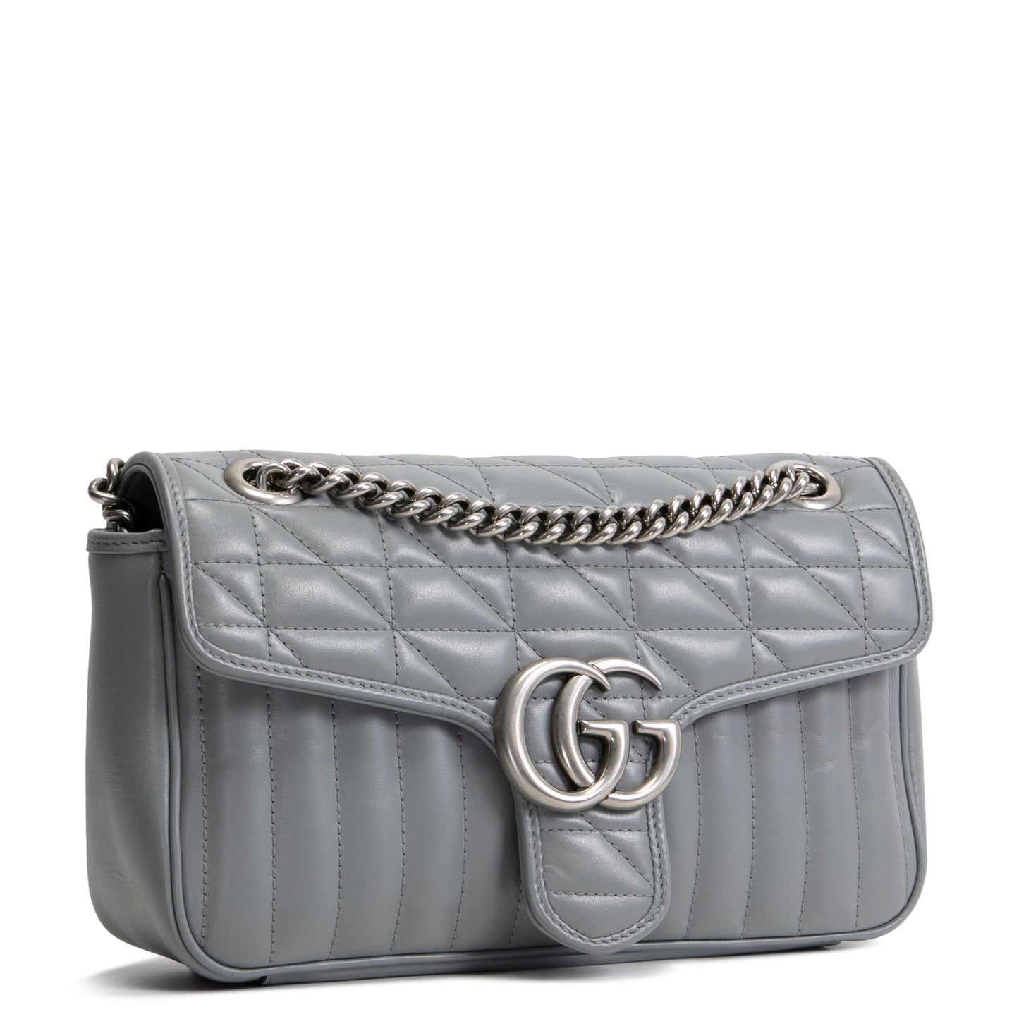 GUCCI Aria Marmont Matelasse Small Shoulder Bag - Grey
