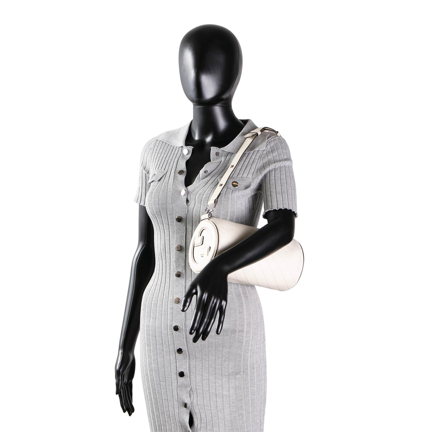 GUCCI Small Blondie Barrel Shoulder Bag- White