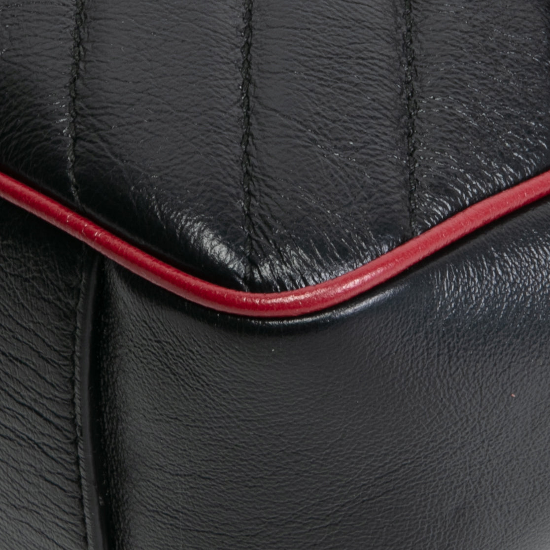 GUCCI Small Torchon GG Marmont Shoulder Bag- Black/Romantic Cherry