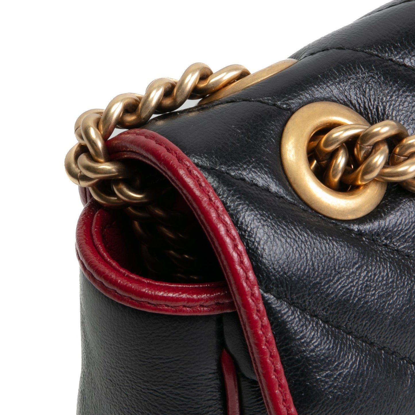 GUCCI Small Torchon GG Marmont Shoulder Bag- Black/Romantic Cherry