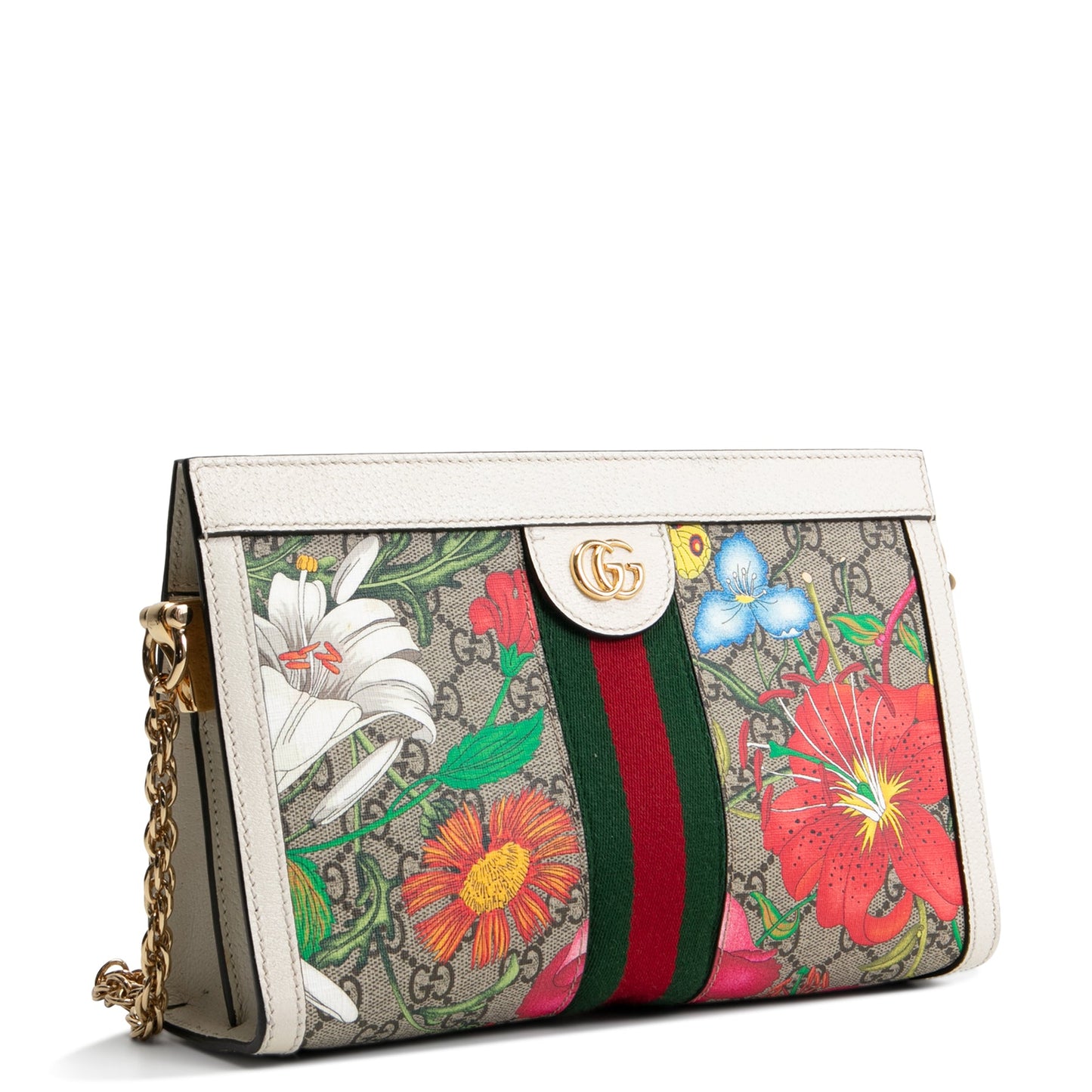 GUCCI Ophidia Floral GG Supreme Chain Shoulder Bag- White OUTLET FINAL SALE