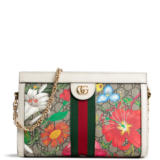 GUCCI Ophidia Floral GG Supreme Chain Shoulder Bag- White OUTLET FINAL SALE