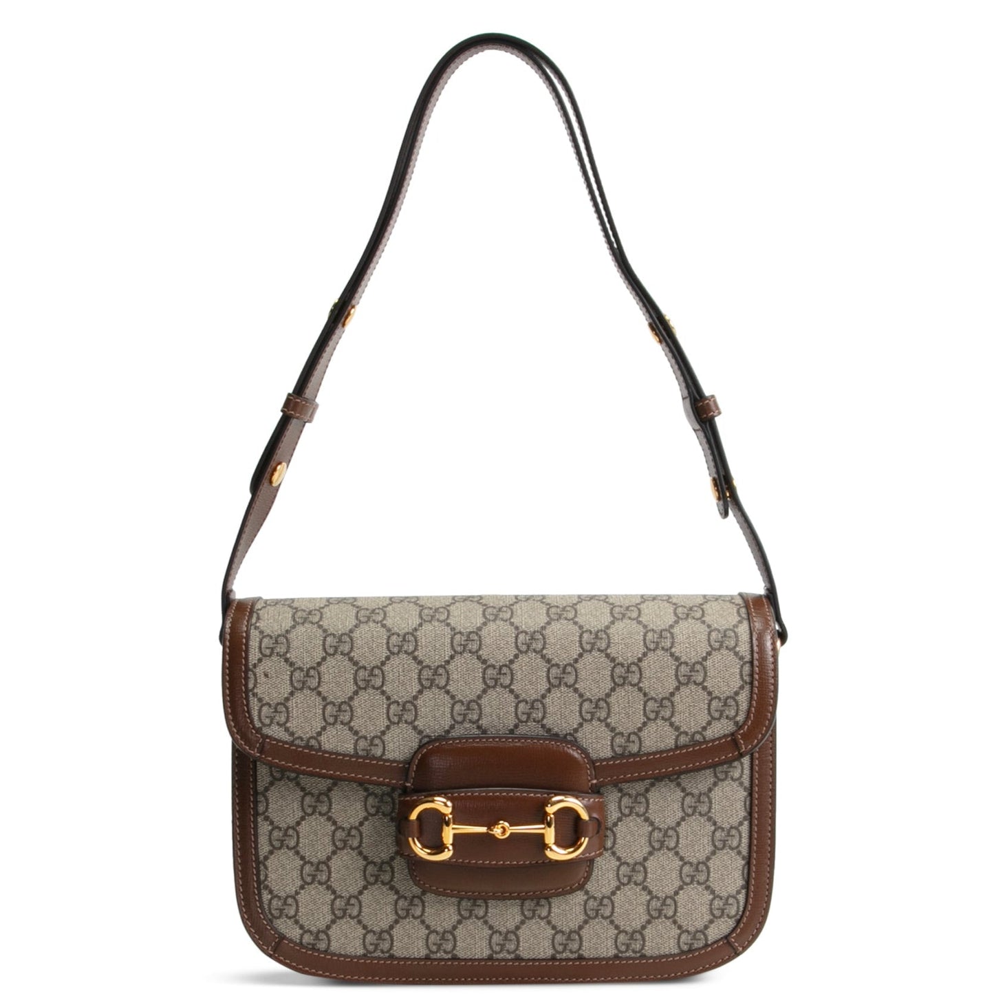 GUCCI 1955 Horsebit Medium Shoulder Bag GG Supreme- Brown