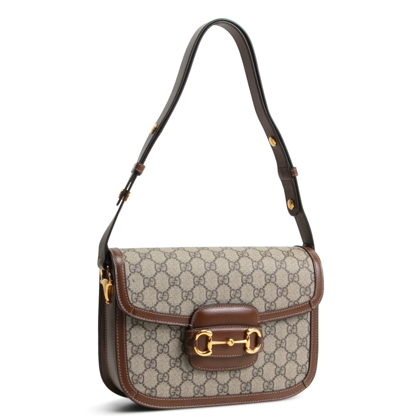 GUCCI 1955 Horsebit Medium Shoulder Bag GG Supreme- Brown