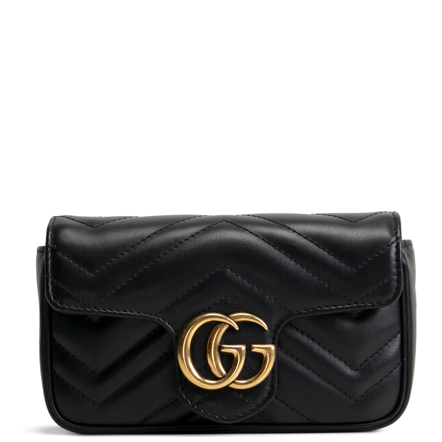 GUCCI Leather Marmont GG Super Mini - Black