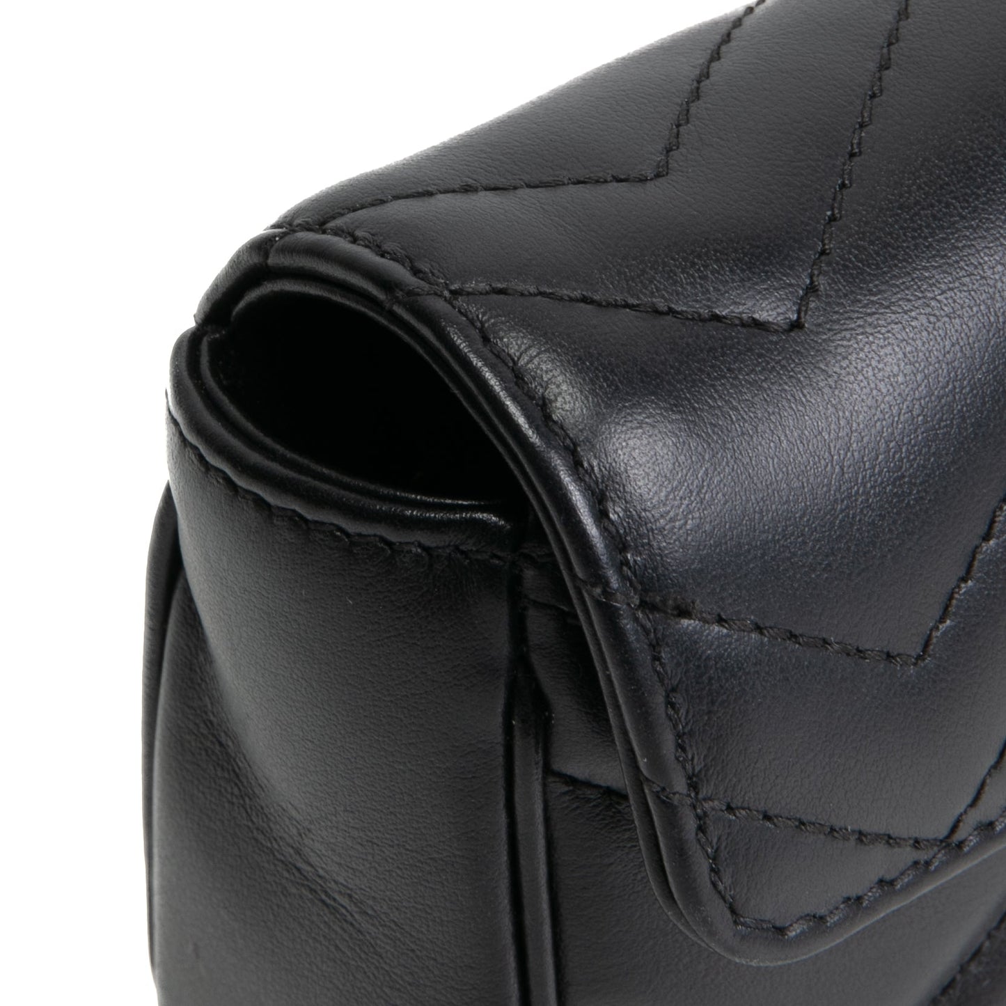 GUCCI Leather Marmont GG Super Mini - Black