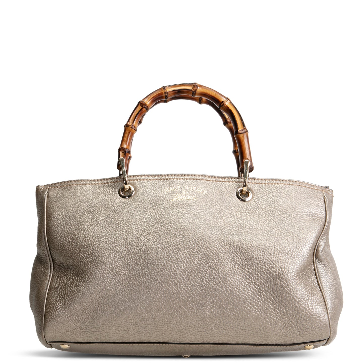 GUCCI Bamboo Shopper Tote - Metallic Pewter