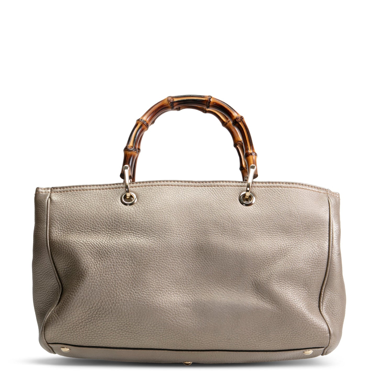 GUCCI Bamboo Shopper Tote - Metallic Pewter