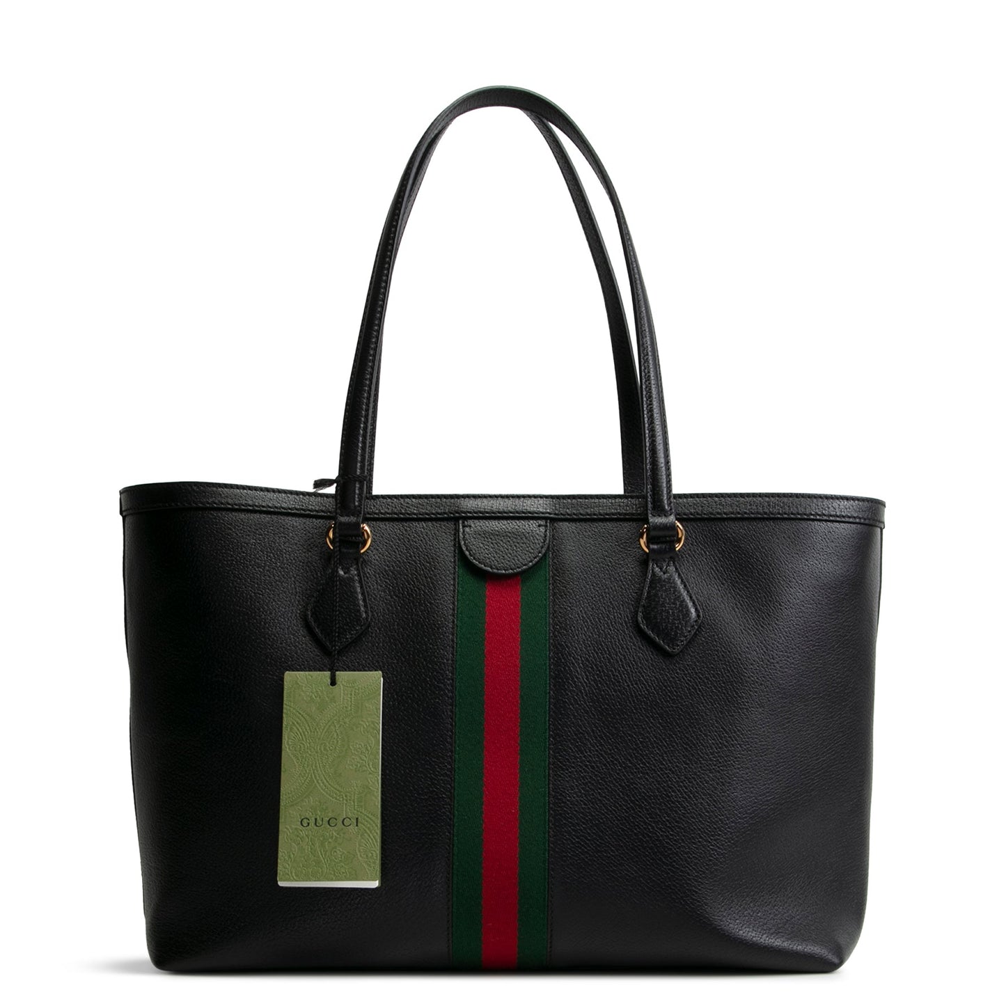GUCCI Leather Ophidia Web Medium Tote - Black
