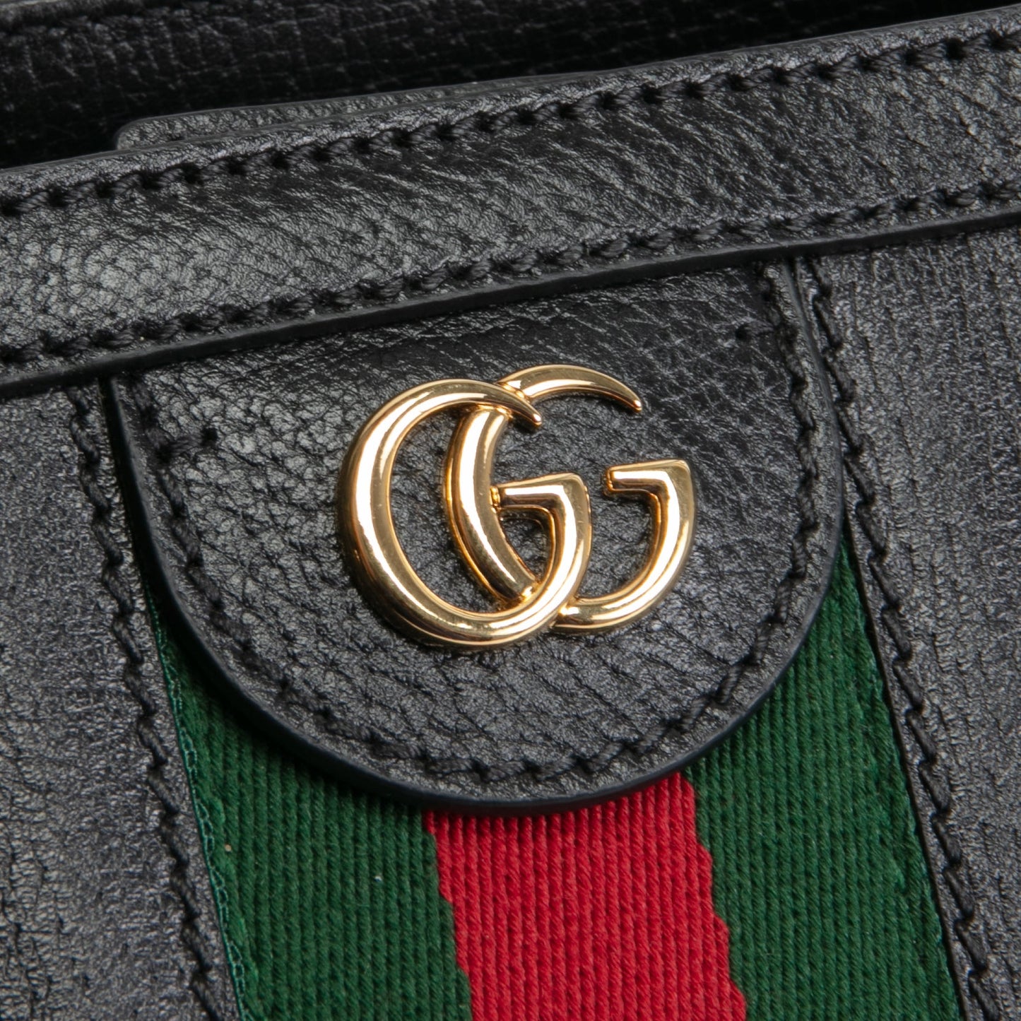 GUCCI Leather Ophidia Web Medium Tote - Black