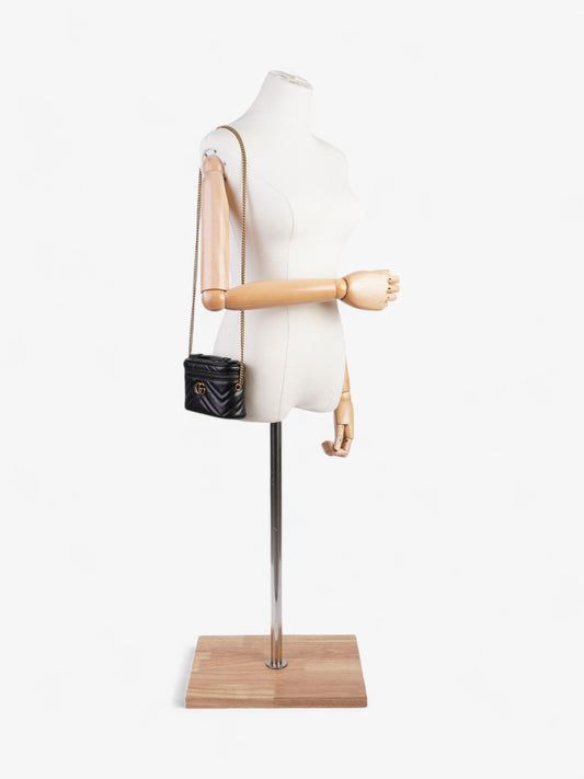 Gucci GG Marmont Top Handle Bag Black Matelasse Leather Mini