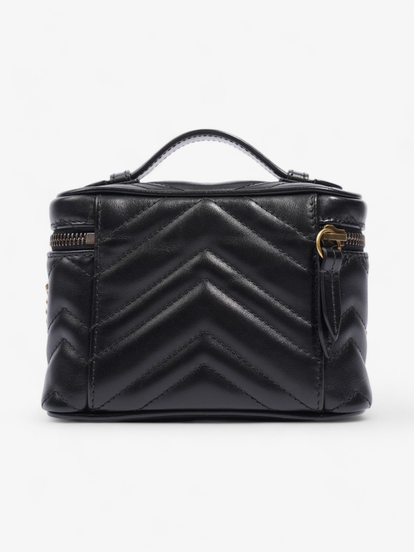 Gucci GG Marmont Top Handle Bag Black Matelasse Leather Mini