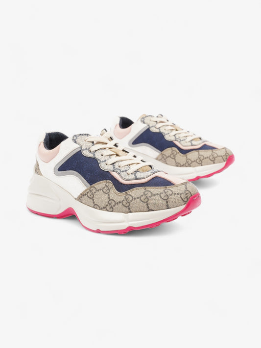 Gucci GG Rhyton Beige / White / Pink Canvas EU 37.5 UK 4.5