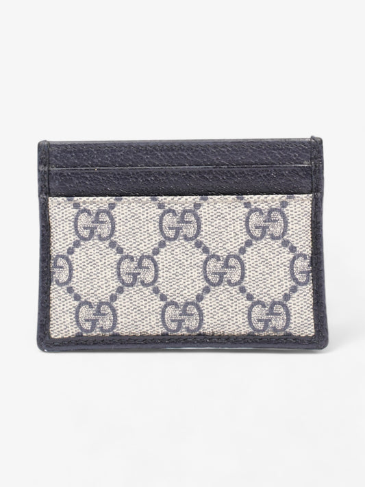 Gucci Card Holder Beige And Navy GG Supreme Coated Canvas
