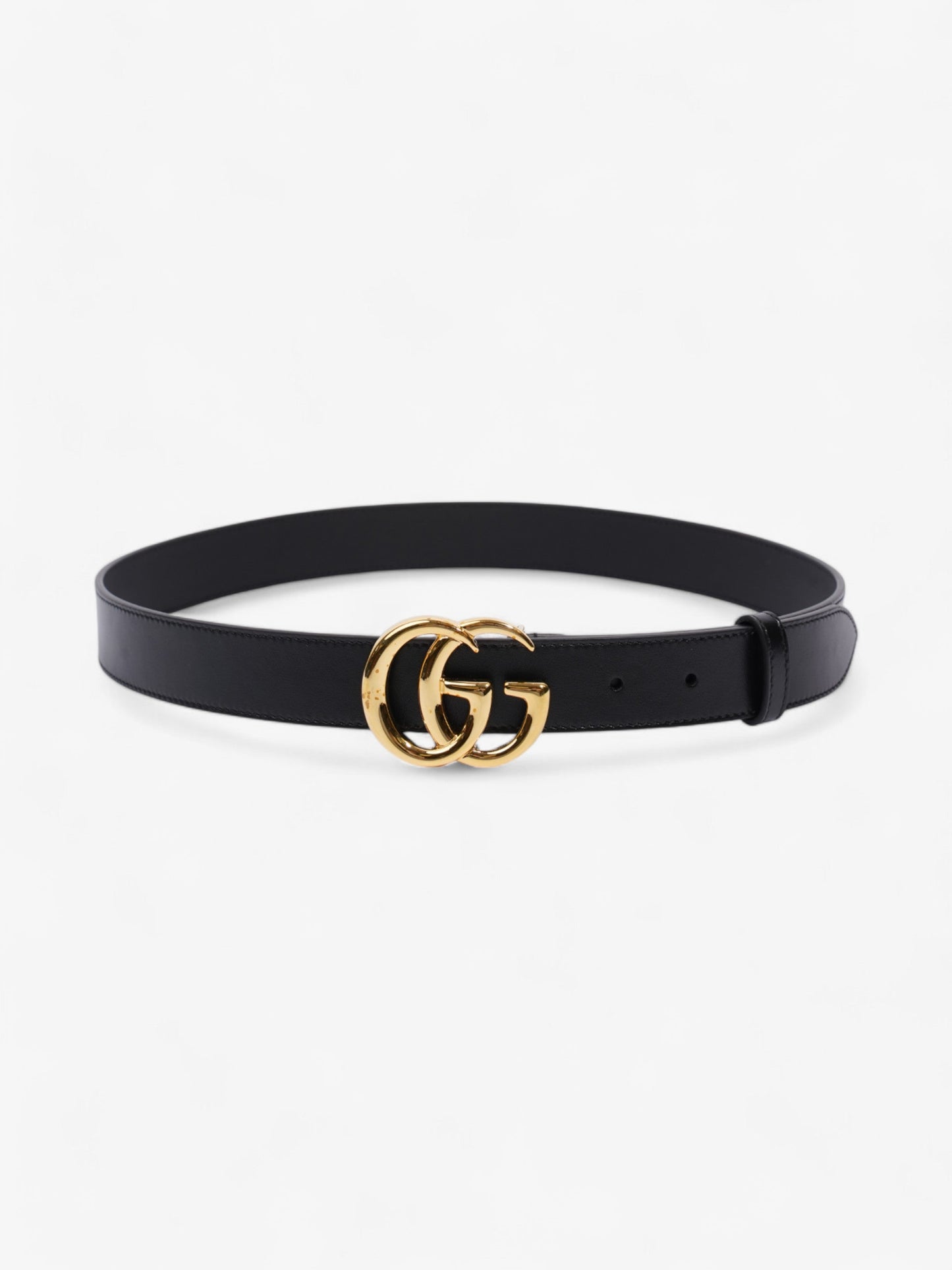 Gucci GG Marmont Thin Belt Black / Gold Leather 85cm / 34"