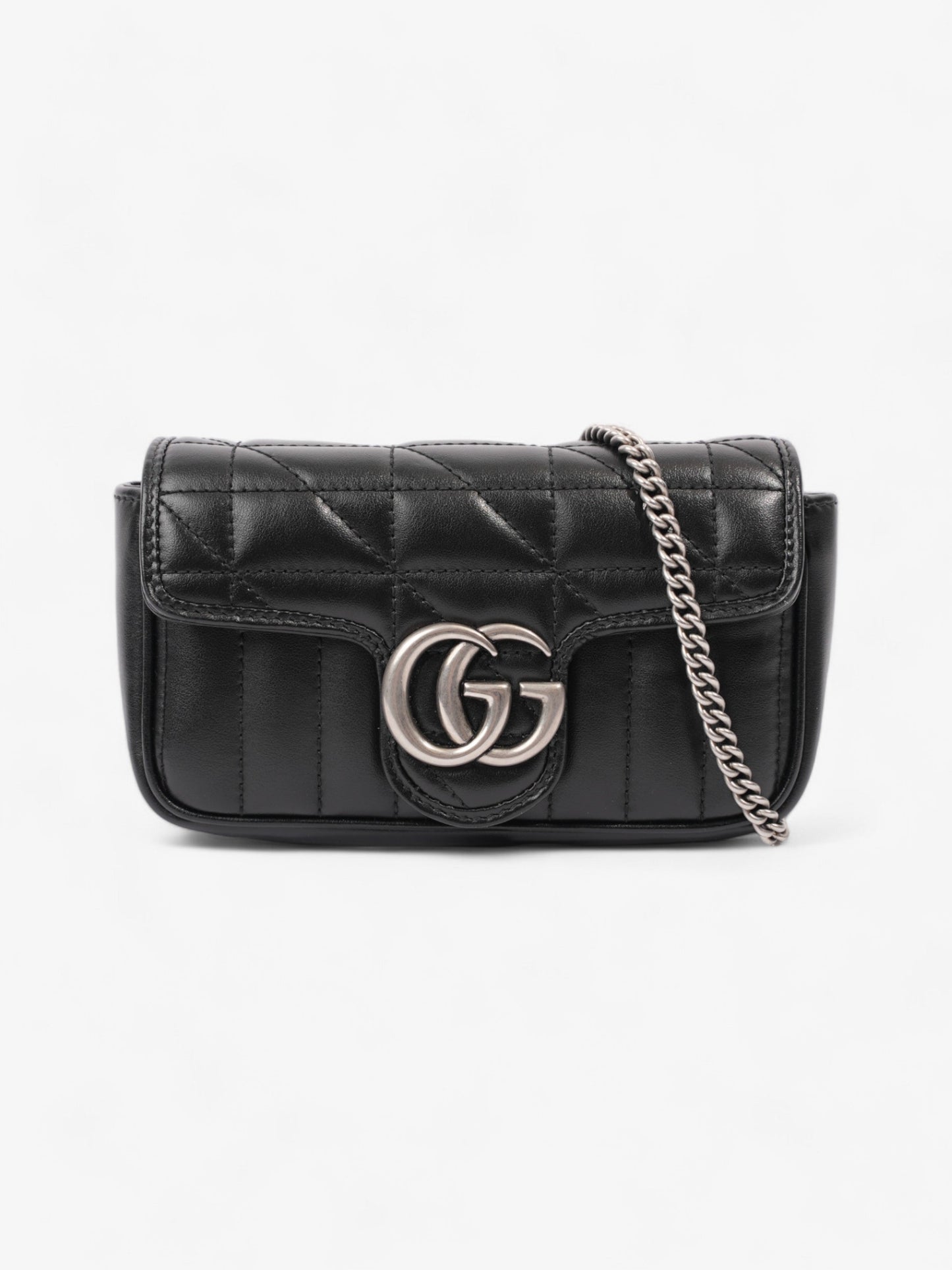 Gucci GG Marmont Black Matelasse Leather Super Mini