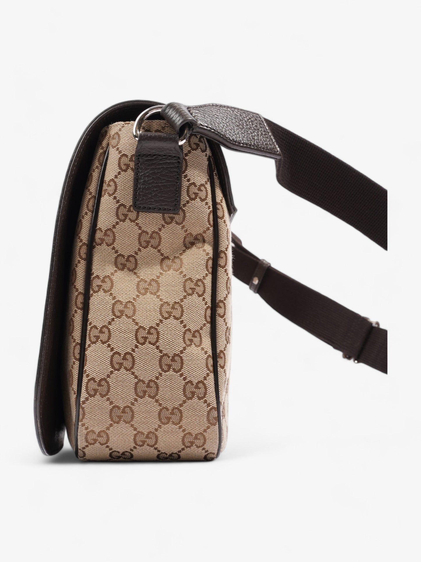 Gucci GG Flap Messenger Bag  Beige Canvas