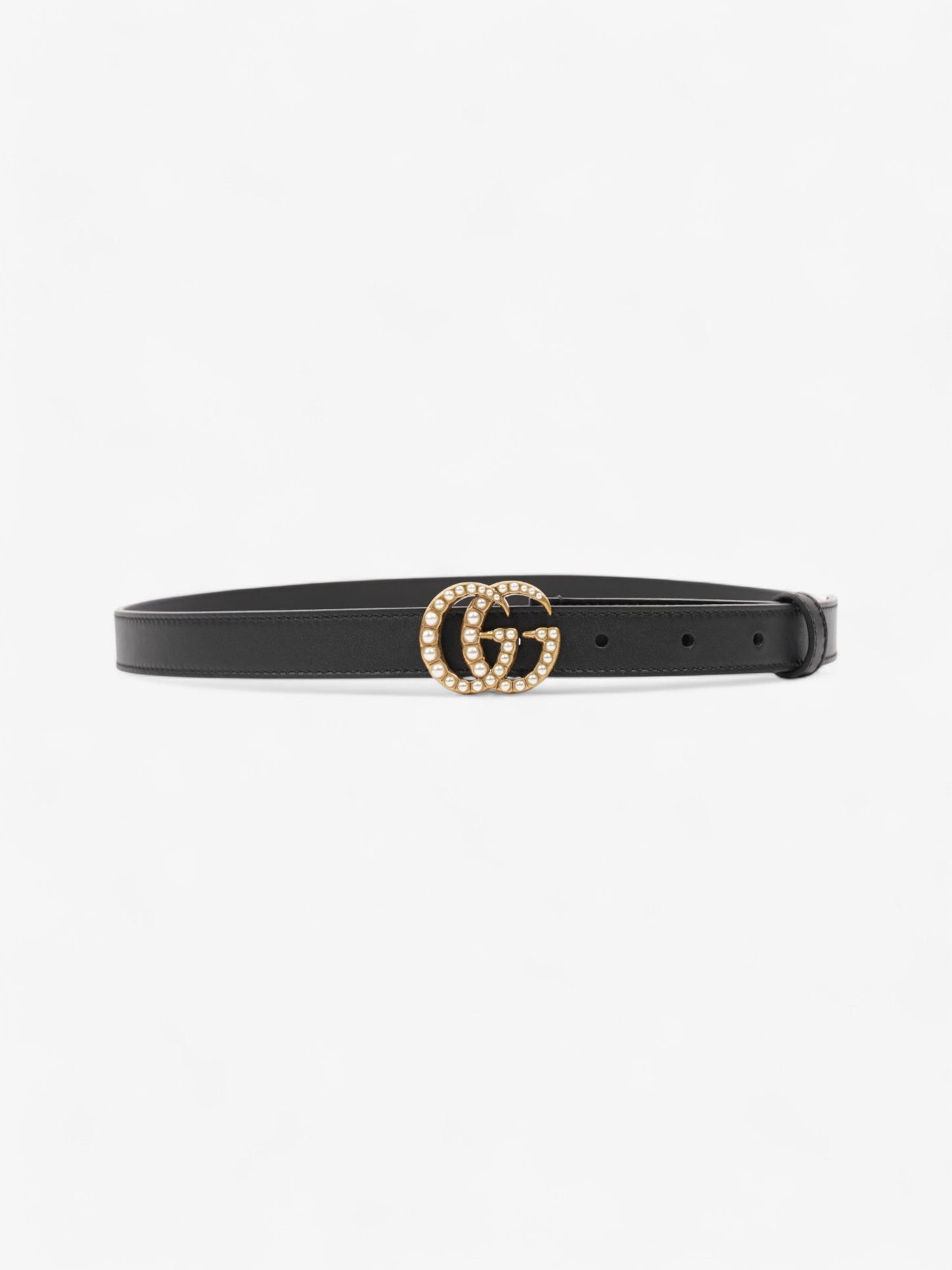 Gucci GG Marmont Thin Pearl Belt Black / Gold / Pearl Leather 90cm / 36"