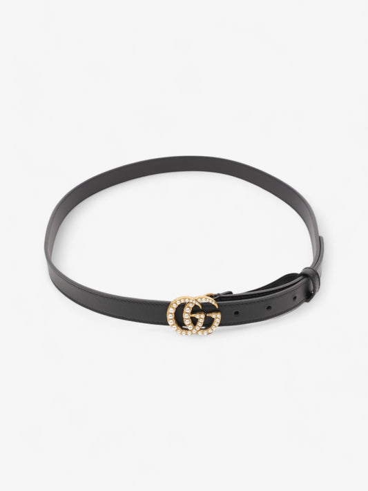 Gucci GG Marmont Thin Pearl Belt Black / Gold / Pearl Leather 90cm / 36"