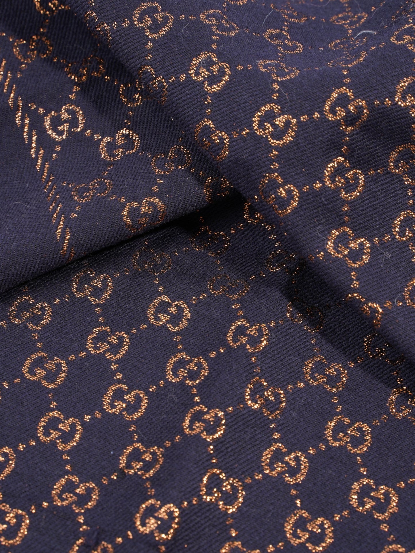 Gucci GG Scarf Navy / Bronze Wool