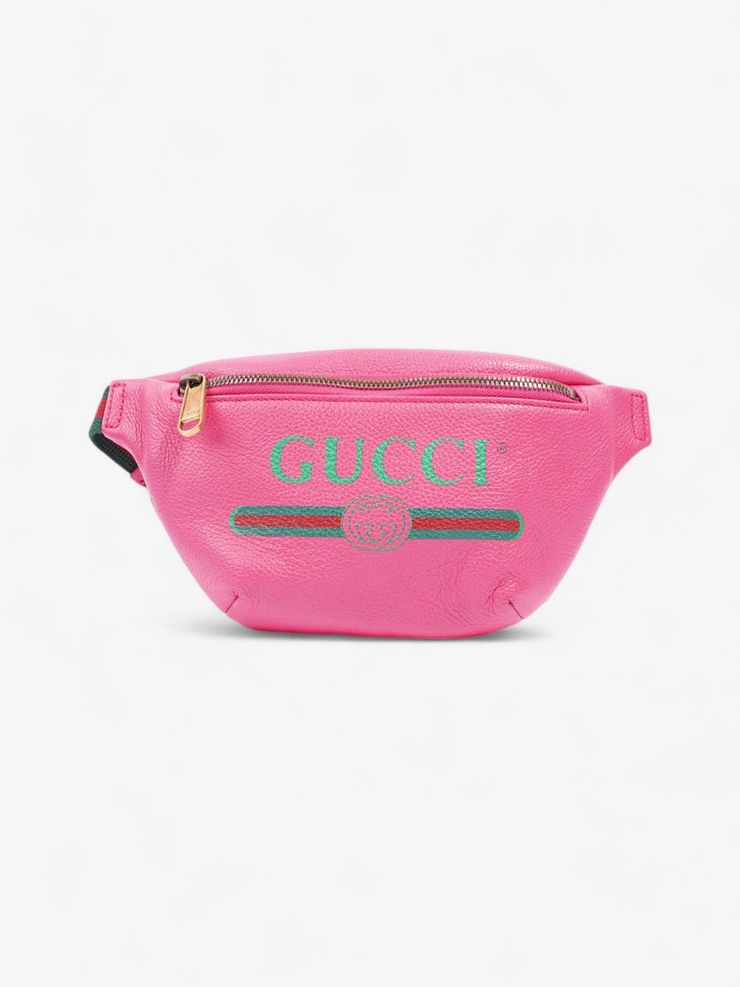 Gucci Logo Web Bum Bag Neon Pink / Green / Red Leather