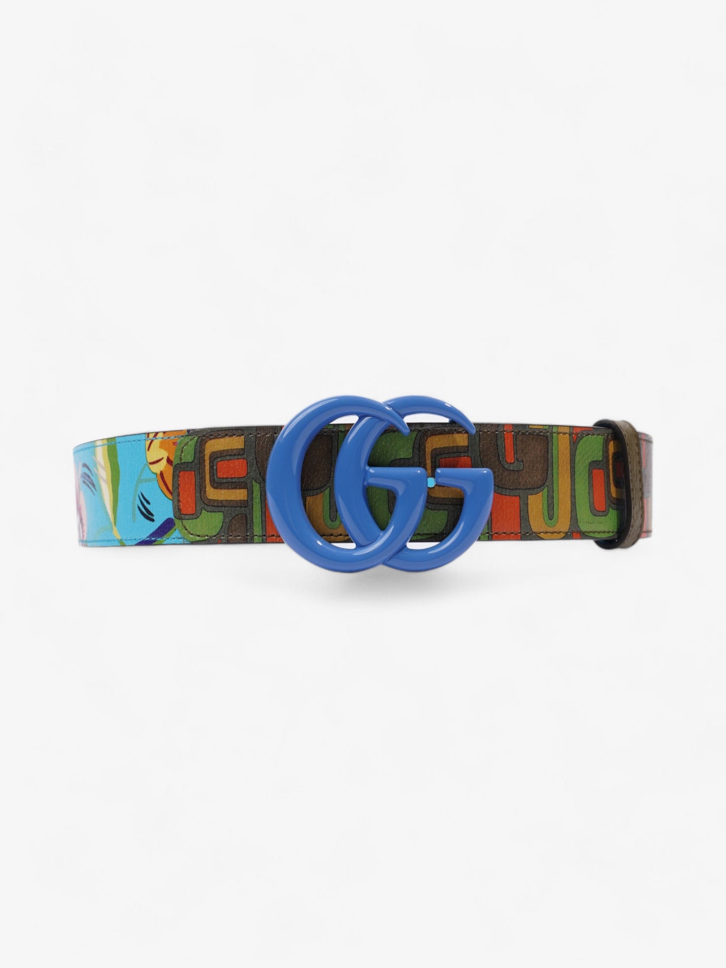 Gucci Memorable Buckle Belt Blue / Multicoloured Leather 80cm / 32"