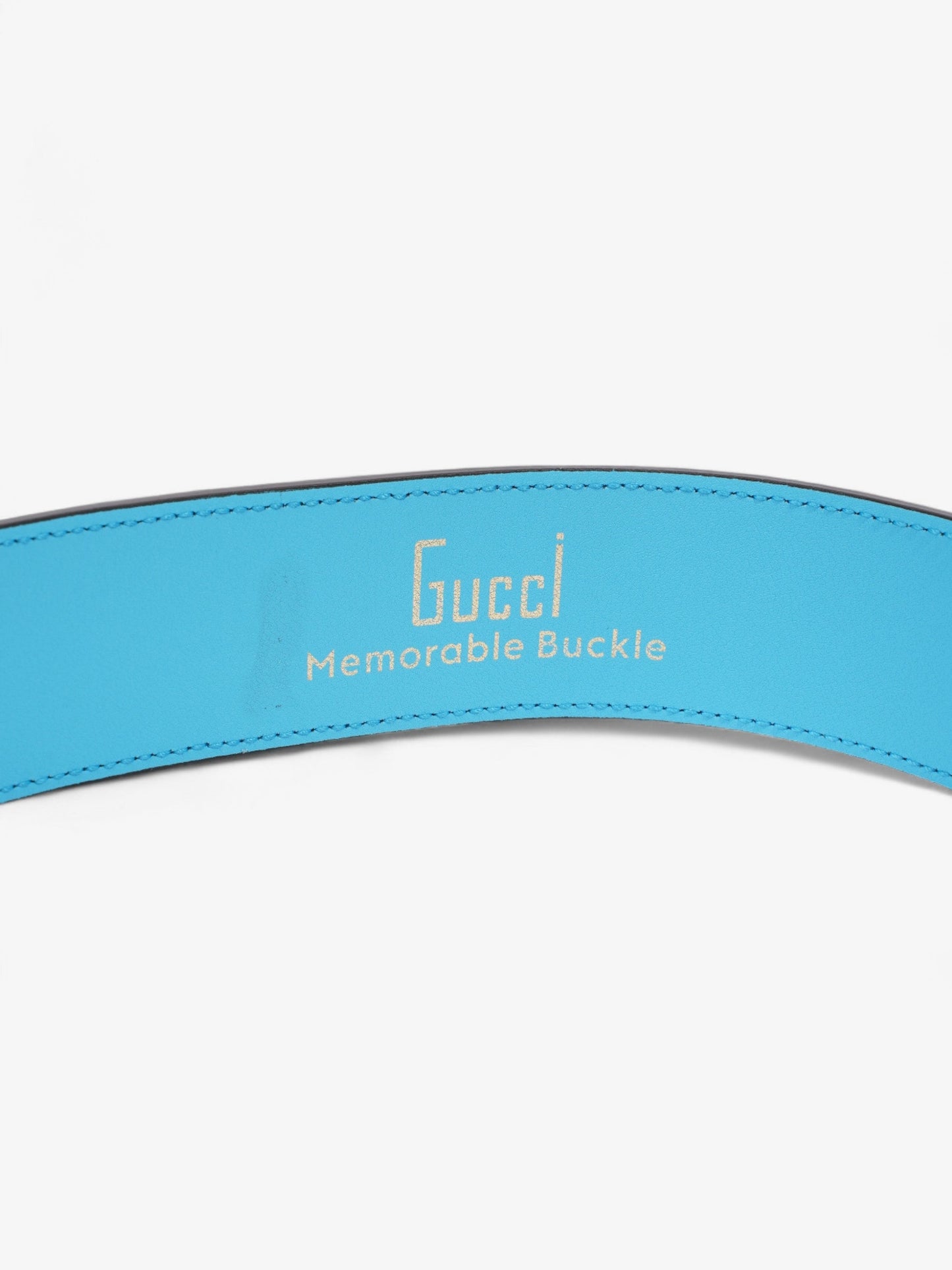 Gucci Memorable Buckle Belt Blue / Multicoloured Leather 80cm / 32"