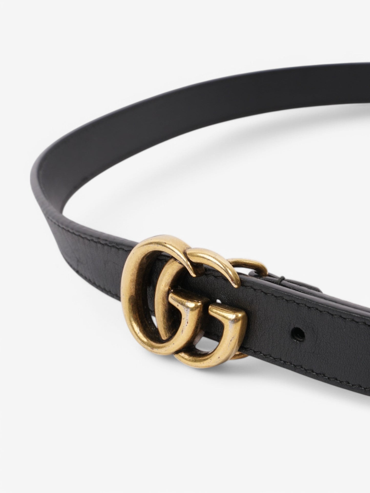 Gucci GG Marmont Thin Belt Black / Gold Leather 105cm / 42"