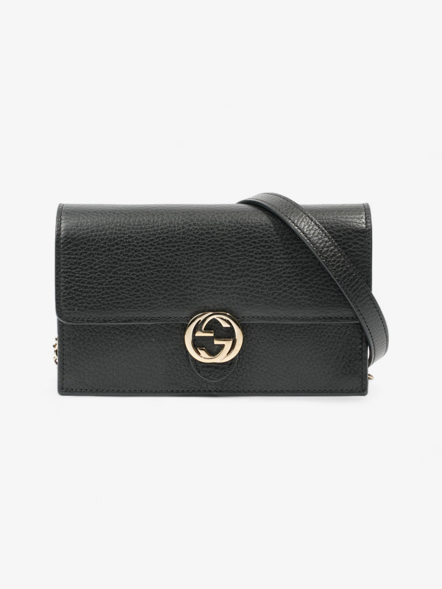 Gucci Interlocking GG Chain Wallet Black Leather